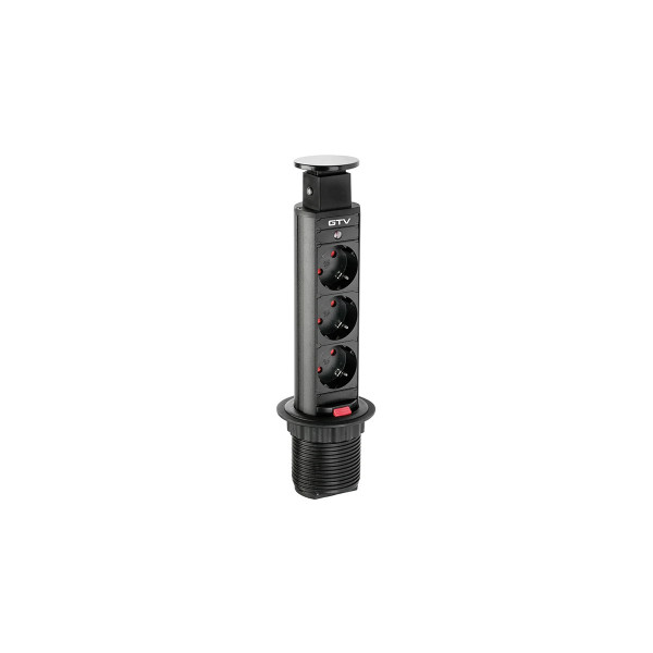 Priza incastrabila GTV TURN 3 x Schuko Negru