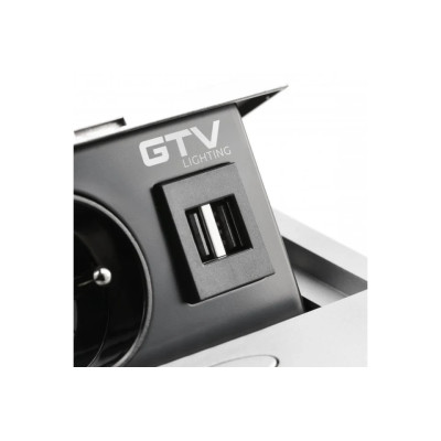 Priza GTV, dreptunghiulara, gri