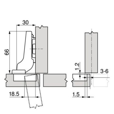 Balama BLUM CLIP semiaplicata, fara arc, 100 grade 70M2650.TL