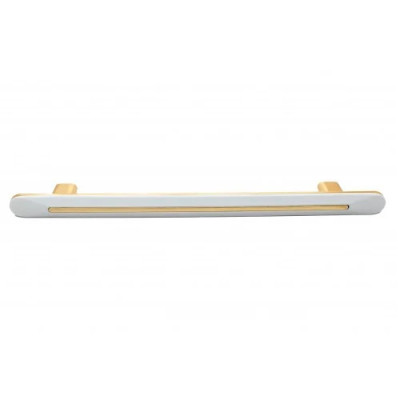 Mâner Mobilier Lungo – 192 mm, Alamă/Alb Lucios