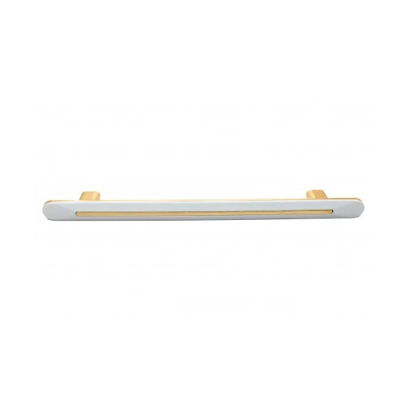 Mâner Mobilier Lungo – 192 mm, Alamă/Alb Lucios
