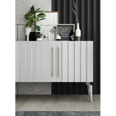 Mâner Mobilier Lungo – 192 mm, Alamă/Alb Lucios