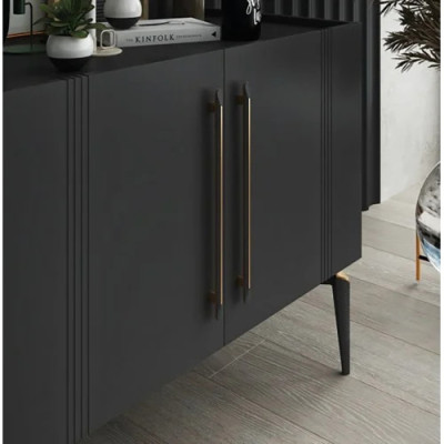 Mâner Buton Mobilier Lungo – 32 mm, Alamă Periată/Negru