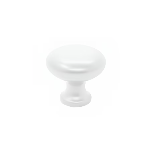 Buton Mobilier Lună, Diametru 28 mm, Alb Mat