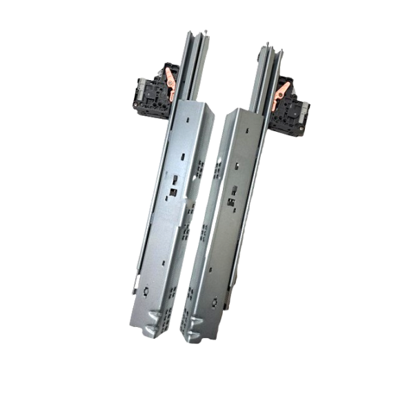 Set glisiere ascunse DTC cu extracție totală și amortizor – 450 mm